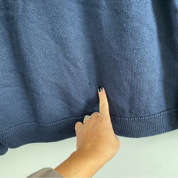 Victor Alfaro | Women’s Heart Graphic Sweater Navy Pullover Quarter Zip Knit S - Picture 6 of 8